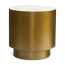  Meridian Presley Gold Marble Top And Metal Base End / Side Table IMAGE 1