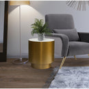  Meridian Presley Gold Marble Top And Metal Base End / Side Table IMAGE 2