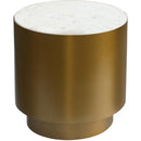  Meridian Presley Gold Marble Top And Metal Base End / Side Table IMAGE 3