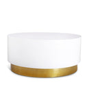  Meridian Deco White Lacquer Finish Top And Metal Base Coffee Table IMAGE 1