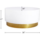  Meridian Deco White Lacquer Finish Top And Metal Base Coffee Table IMAGE 3