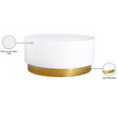  Meridian Deco White Lacquer Finish Top And Metal Base Coffee Table IMAGE 4