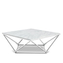  Meridian Skyler Chrome Marble Top And Chrome Steel Base Coffee Table IMAGE 1