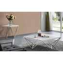  Meridian Skyler Chrome Marble Top And Chrome Steel Base Coffee Table IMAGE 2