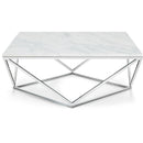  Meridian Skyler Chrome Marble Top And Chrome Steel Base Coffee Table IMAGE 3
