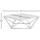  Meridian Skyler Chrome Marble Top And Chrome Steel Base Coffee Table IMAGE 4