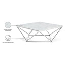 Meridian Skyler Chrome Marble Top And Chrome Steel Base Coffee Table IMAGE 5