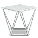  Meridian Skyler Chrome Marble Top And Chrome Steel Base End / Side Table IMAGE 1