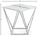  Meridian Skyler Chrome Marble Top And Chrome Steel Base End / Side Table IMAGE 3