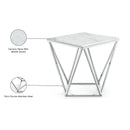  Meridian Skyler Chrome Marble Top And Chrome Steel Base End / Side Table IMAGE 4