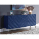  Meridian Collette Navy Lacquer Finish And Stainless Steel Sideboard / Buffet IMAGE 2