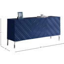  Meridian Collette Navy Lacquer Finish And Stainless Steel Sideboard / Buffet IMAGE 5