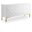  Meridian Collette White Lacquer Finish And Stainless Steel Sideboard / Buffet IMAGE 1