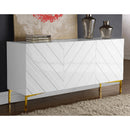  Meridian Collette White Lacquer Finish And Stainless Steel Sideboard / Buffet IMAGE 2