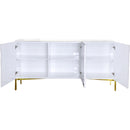  Meridian Collette White Lacquer Finish And Stainless Steel Sideboard / Buffet IMAGE 3