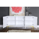  Meridian Collette White Lacquer Finish And Stainless Steel Sideboard / Buffet IMAGE 4