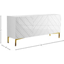  Meridian Collette White Lacquer Finish And Stainless Steel Sideboard / Buffet IMAGE 5