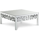  Meridian Aria Mirrored Boucle Fabric Upholstered Coffee Table IMAGE 1