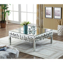  Meridian Aria Mirrored Boucle Fabric Upholstered Coffee Table IMAGE 2
