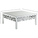  Meridian Aria Mirrored Boucle Fabric Upholstered Coffee Table IMAGE 3