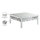  Meridian Aria Mirrored Boucle Fabric Upholstered Coffee Table IMAGE 4
