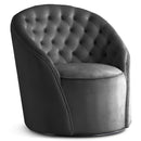  Manufacturer Color_Grey -- Alessio Grey Velvet Upholstered Swivel Accent Chair IMAGE 1