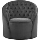  Manufacturer Color_Grey -- Alessio Grey Velvet Upholstered Swivel Accent Chair IMAGE 4