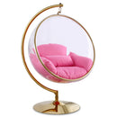 Manufacturer Color_Pink -- Luna Pink Acrylic And Fabric Upholstered Swing Bubble Accent Chair IMAGE 1