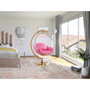  Manufacturer Color_Pink -- Luna Pink Acrylic And Fabric Upholstered Swing Bubble Accent Chair IMAGE 2