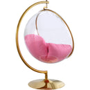  Manufacturer Color_Pink -- Luna Pink Acrylic And Fabric Upholstered Swing Bubble Accent Chair IMAGE 3