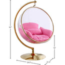  Manufacturer Color_Pink -- Luna Pink Acrylic And Fabric Upholstered Swing Bubble Accent Chair IMAGE 5