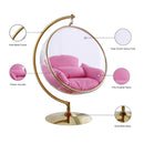  Manufacturer Color_Pink -- Luna Pink Acrylic And Fabric Upholstered Swing Bubble Accent Chair IMAGE 6