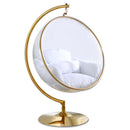  Manufacturer Color_White -- Luna White Acrylic And Fabric Upholstered Swing Bubble Accent Chair IMAGE 1
