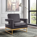  Manufacturer Color_Grey -- Noah Grey Velvet Upholstered Accent Chair IMAGE 2