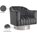  Manufacturer Color_Grey -- Meridian Farrah Swivel Fabric Accent Chair IMAGE 6