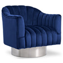  Manufacturer Color_Navy -- Farrah Navy Velvet Upholstered Swivel Accent Chair IMAGE 1