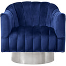  Manufacturer Color_Navy -- Farrah Navy Velvet Upholstered Swivel Accent Chair IMAGE 4