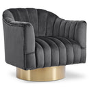  Manufacturer Color_Grey -- Farrah Grey Velvet Upholstered Swivel Accent Chair IMAGE 1