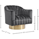  Manufacturer Color_Grey -- Farrah Grey Velvet Upholstered Swivel Accent Chair IMAGE 5