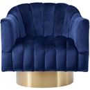  Manufacturer Color_Navy -- Farrah Navy Velvet Upholstered Swivel Accent Chair IMAGE 4