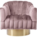  Manufacturer Color_Pink -- Farrah Pink Velvet Upholstered Swivel Accent Chair IMAGE 4