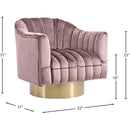  Manufacturer Color_Pink -- Farrah Pink Velvet Upholstered Swivel Accent Chair IMAGE 5