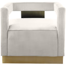  Manufacturer Color_Cream -- Armani Cream Velvet Upholstered Accent Chair IMAGE 5