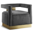  Manufacturer Color_Grey -- Armani Grey Velvet Upholstered Accent Chair IMAGE 1