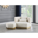  Manufacturer Color_Cream -- Marquis Cream Velvet Upholstered Ottoman IMAGE 2