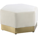  Manufacturer Color_Cream -- Marquis Cream Velvet Upholstered Ottoman IMAGE 3