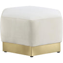  Manufacturer Color_Cream -- Marquis Cream Velvet Upholstered Ottoman IMAGE 4
