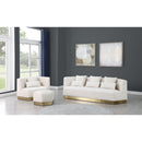  Manufacturer Color_Cream -- Marquis Cream Velvet Upholstered Ottoman IMAGE 5