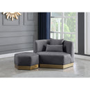  Manufacturer Color_Grey -- Marquis Grey Velvet Upholstered Ottoman IMAGE 2