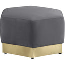  Manufacturer Color_Grey -- Marquis Grey Velvet Upholstered Ottoman IMAGE 4
